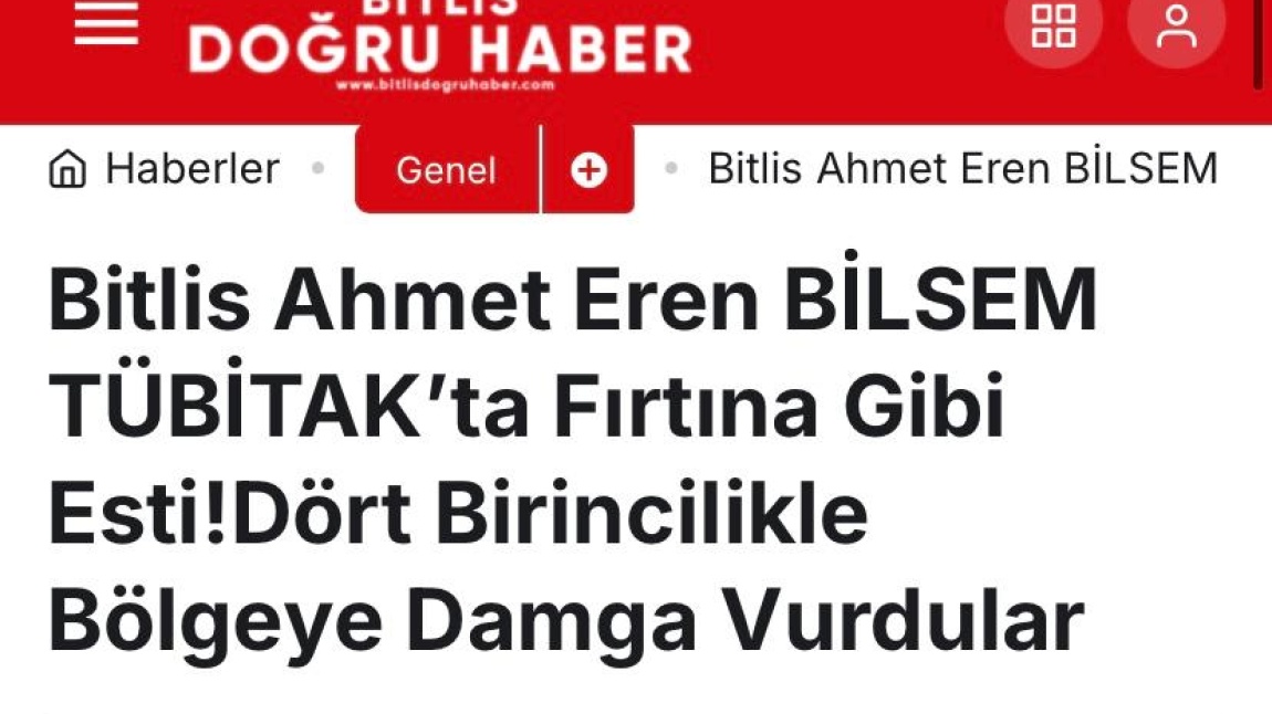 Bitlis BİLSEM Basında: 4 Birincilikle TÜBİTAK Türkiye Finallerindeyiz!